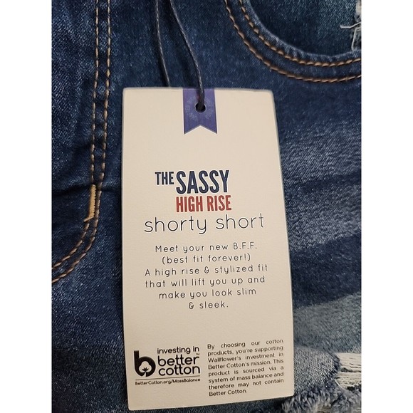 WallFlower Sassy Shorty Shorts Womens Juniors 7 Insta Soft Distressed Cuffed NEW - Picture 8 of 10